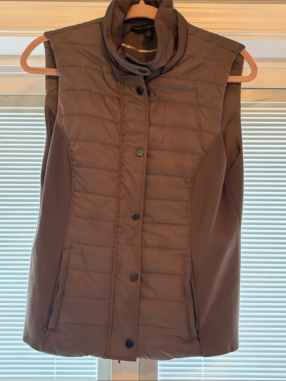 White House Black Market Sleeveless Quilted Vest - Taupe Brown